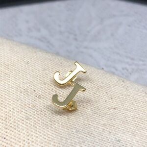 Gold over sterling 925 silver initial letter J post stud earrings makers mark GM